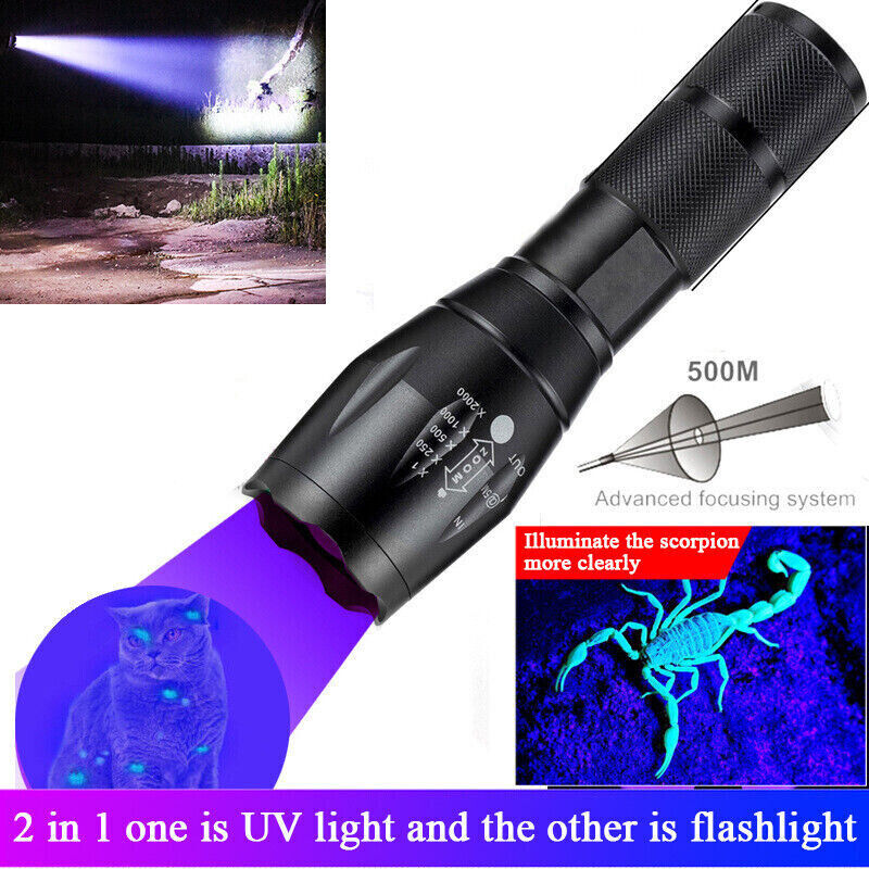Super Bright 120000lm UV Torch Ultra Violet Flashlight Blacklight Light Lamp LED