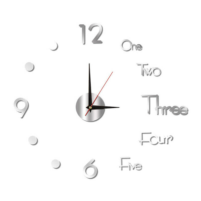 DIY Sticker 3D Large Wall Clock Mirror Surface Modern Office Home Shop Art Decor