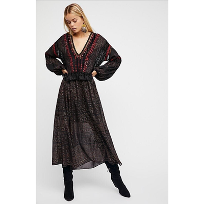 Embroidered sheer maxi dress cheap