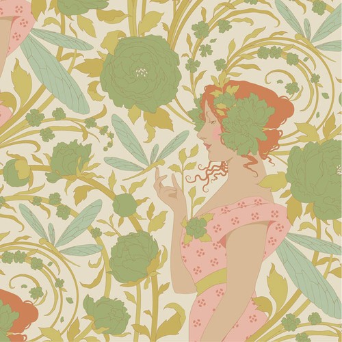 Quilting Patchwork Fabric TILDA Songbird Aubery Green 50x55cm FQ