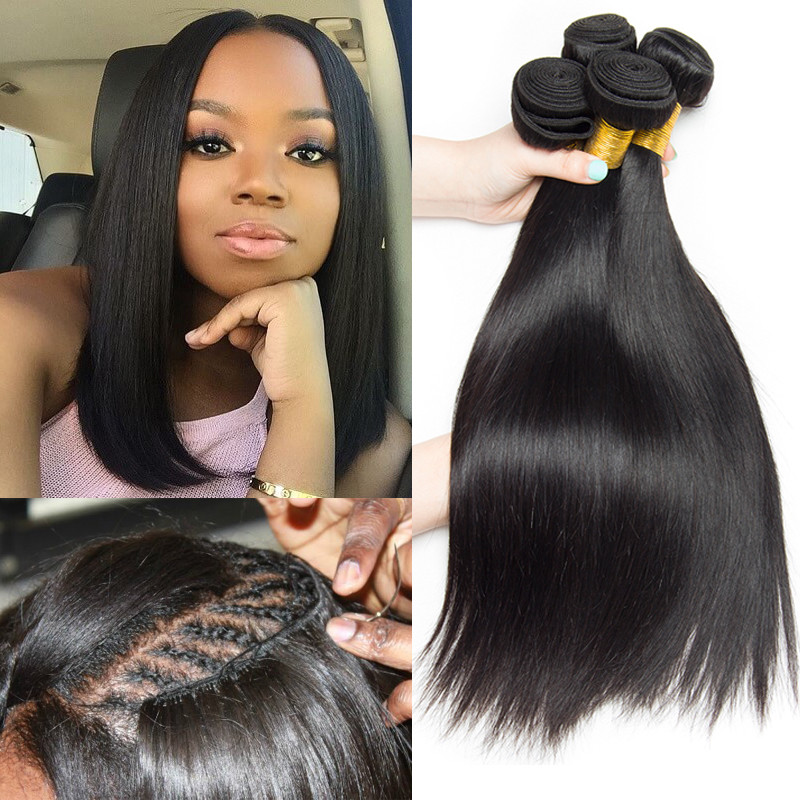 4 Bundles Peruvian Virgin Remy Hair Straight Human Hair Weave