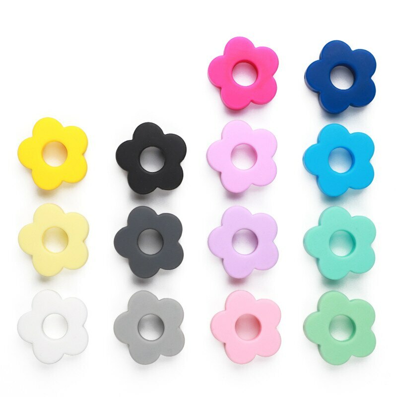 Simple Flower Silicone Loose Beads DIY Lanyards Necklace Keyring Teacher