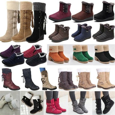 Winter Warm Ankle Snow Boots Fleece Lined Mid Calf Long Boot