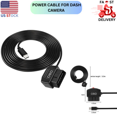 OBD Power Cable for Dash Camera Type C OBD2 Power Cable Adapter Hardwire Charger