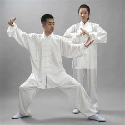 Chinese Women Men Kung Fu Uniform Martial Arts Wushu Taiji Suit Milk Silk
