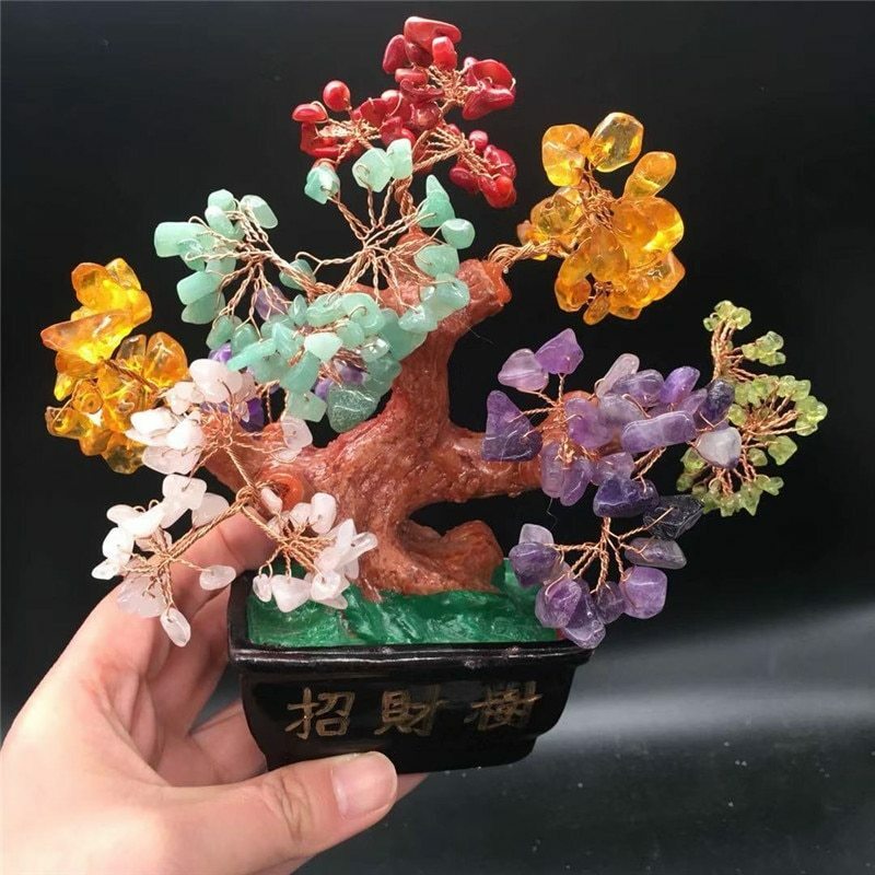 Crystal Tree Bonsai Style Bring Wealth Luck Home Living ...