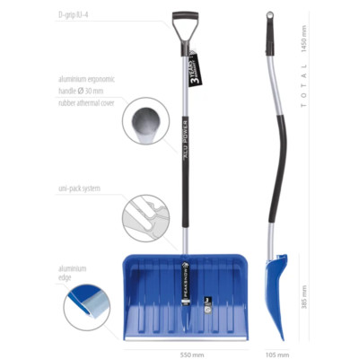 Schneeschaufel PP-1382 BLAU Schaufel Schneeschieber Schneeräumer Aluminium Stiel