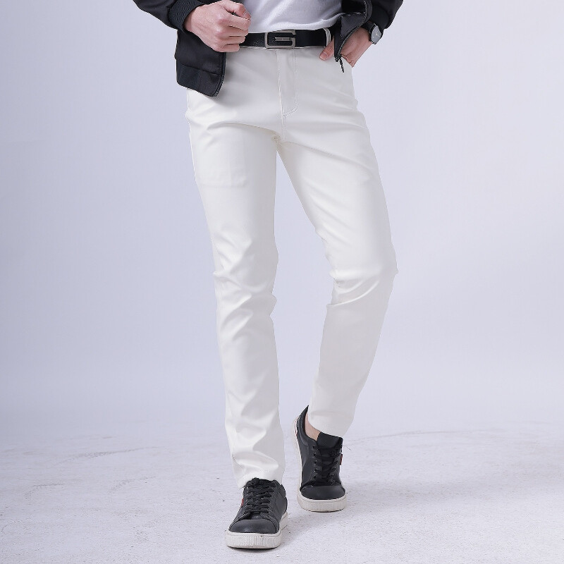 Herren Kunstleder Hose Stretch PU Leggings Nass Look Glänzend Reißverschluss BAR