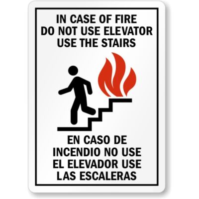 Bilingual Do Not Use Elevator Aluminum Weatherproof 8'' x 12'' Sign
