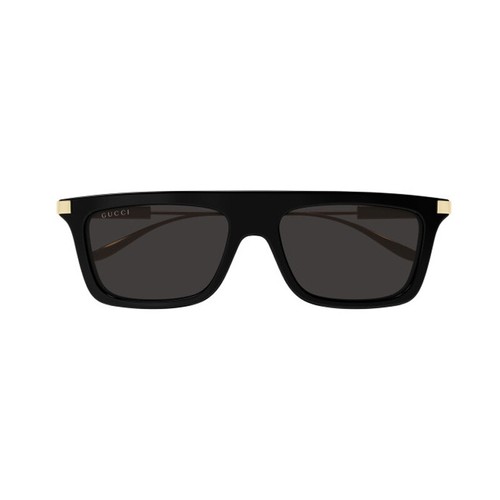 Pre-owned Gucci Gg1437s 001 Black/gold/grey 55-17-145 Sunglasses Authentic In Gray