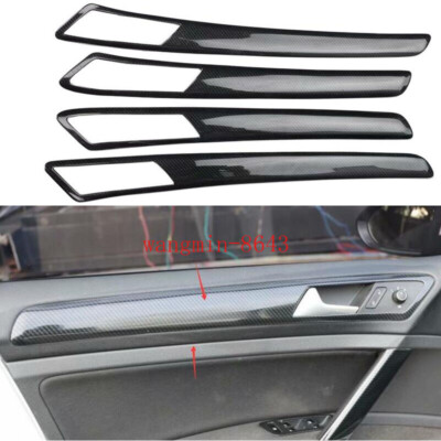 For VW Golf MK7 MK7.5 2014-2019 ABS Carbon Fiber Interior Door Panel Cover Trim