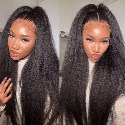 Best Kinky Straight Hair Weave 3 Bundles With 4×4 Lace Closure 100% Virgin Human