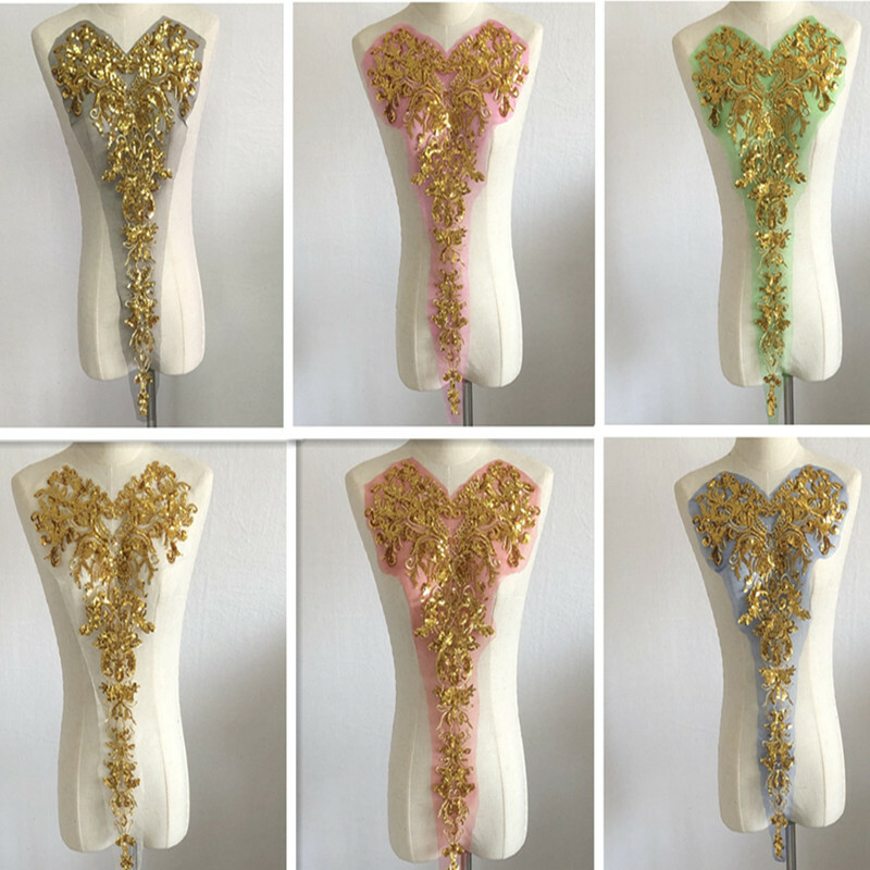 Appliqués Patches Dentelle Fleur Pailletée Se Fixer Shiny DIY Mariage Couture