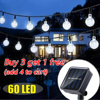 Solar 60 LED String Lights Patio Party Yard Garden Wedding Waterproof Outdoor US