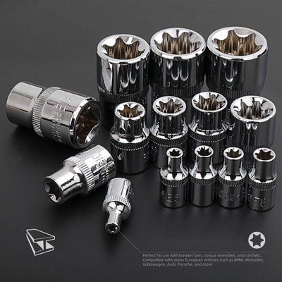 14Pcs E Type Torx Star Female Bit Socket Set Wrench Sockets E4-E24 Repair To AL