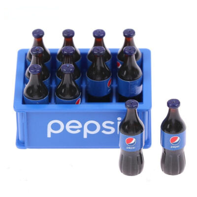 13PC Dollhouse Miniature 1/12 Scale Cola Soda Sprite Bottles With Tray Drinks