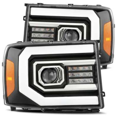 AlphaRex 07-13 GMC 1500HD PRO-Series Proj Headlights Plank Style Gloss Blk