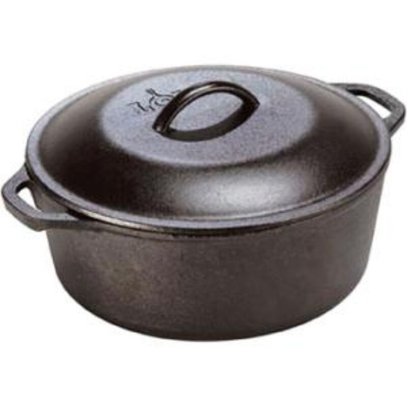 5 Qt Pre-Seasoned Cast Iron Dutch Oven Multi Cooker Stock Pot Fry Cooking Baking
