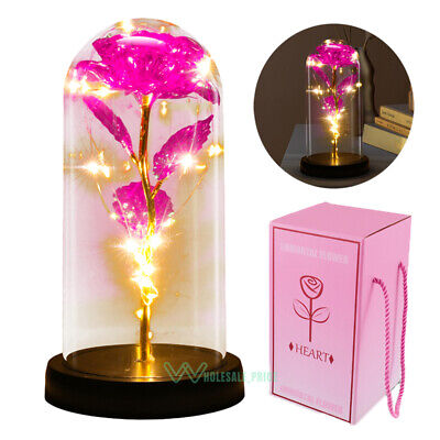 LED Rose Gifts for Women Flowers Rose in Glass Dome Birthday Valentines Day Gift