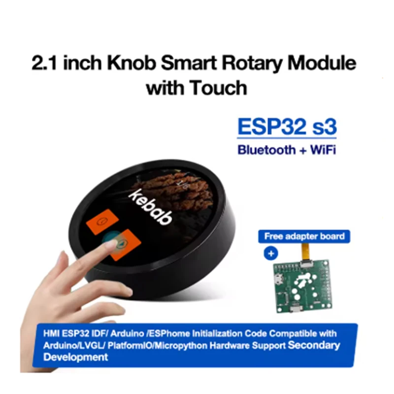 Smart Home 2.1 inch 480*480 ESP32 LVGL Circular Push Knob IPS LCD Module TFT Tou