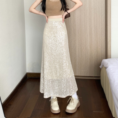 Glitter maxi skirt with cheap split