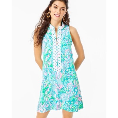 Lilly Pulitzer size 4 Jane Shift Dress Blue Ibiza Aqua La Vista