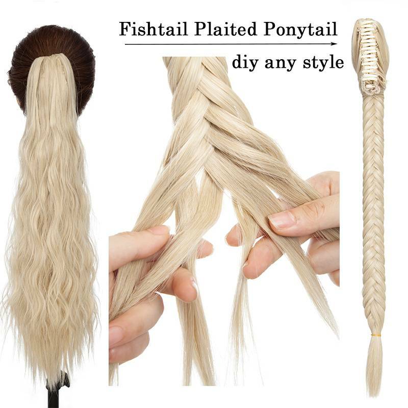 100% Real Thick Claw on One Piece Hair Extensions Ponytail Fishtail Pony Tail US
