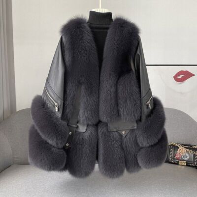 Real Fur Coat Women Luxury Fashion Winter Real Leather Jacket Fashion Outwear