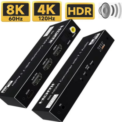 8K HDMI 2.1 Audio Splitter 1X2 4K 120Hz 8K HDMI Audio Converter Extractor 5.1CH