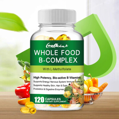 Whole Food B Complex - Probiotic, Enzyme, Vitamin B12 - Nervous System Health