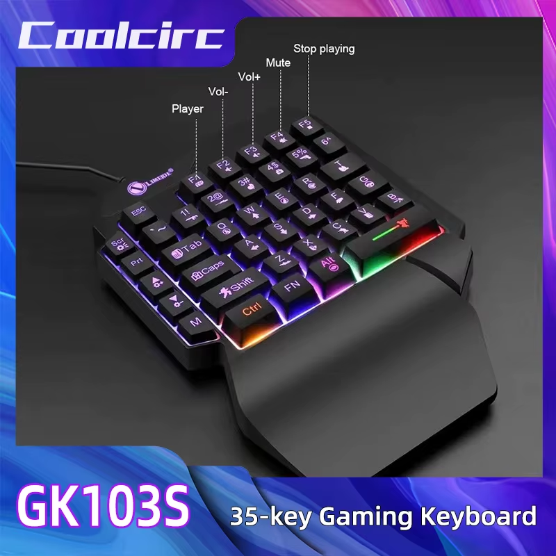 35-Key Single-Handed Mechanical Gaming Keyboard - USB Wired RGB Backlight, Ergon