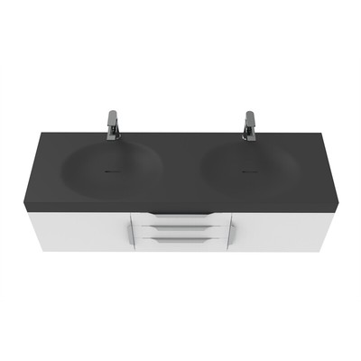 Thames 60'' W x 19'' D x 17.75'' H Wall-Mounted Double Bathroom White Vanity
