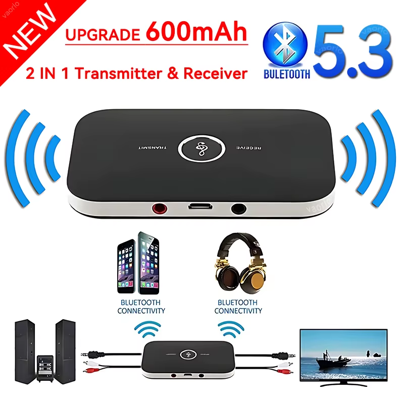Upgraded Bluetooth 5.3 Audio Transmitter Receiver RCA 3.5mm AUX Jack USB Dongle