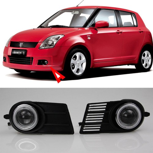 Fog Light Lamp Kit+COB Angel Eye Bumper Frame Lens For Suzuki Swift