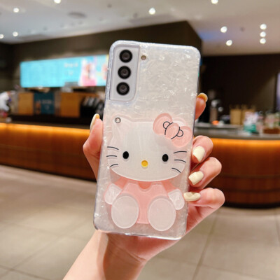 Mirror Makeup 3D Hello Kitty Case for Samsung Note 20 10 9 8 Plus Ultra A05 A21S