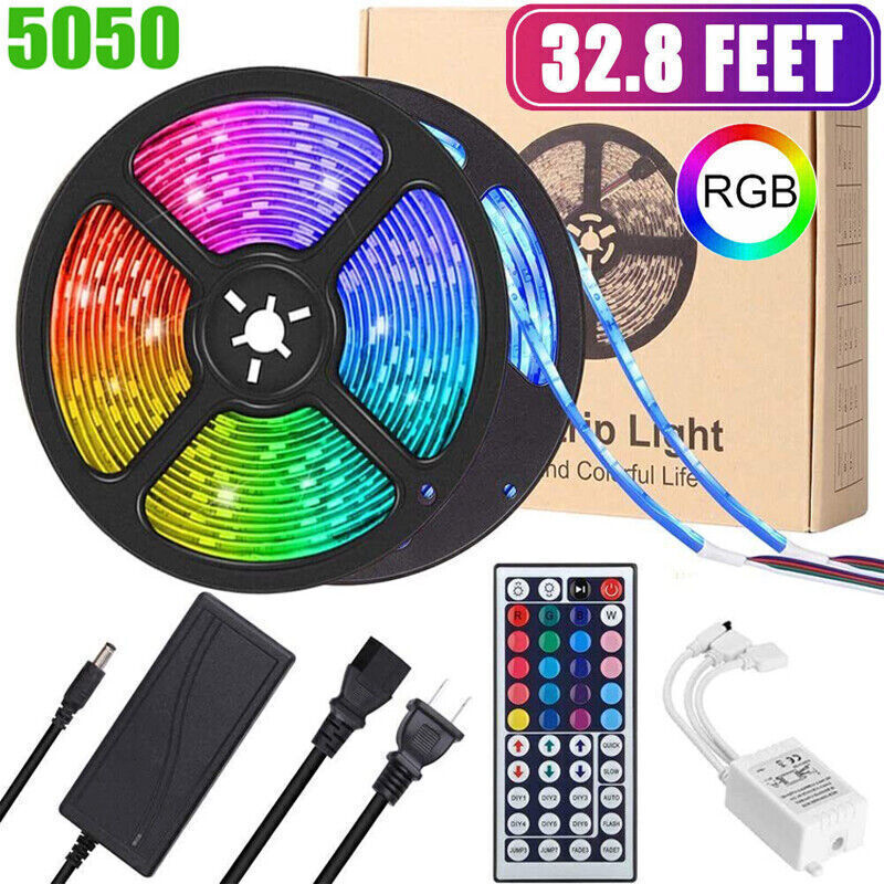 LED Strip Lights 100ft 50ft Music Sync Bluetooth 5050 RGB Room Light with Remote