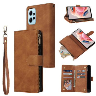Zipper Wallet Leather Flip Cover Case For Xiaomi 13T Redmi 13C 12C Note 13 Pro+