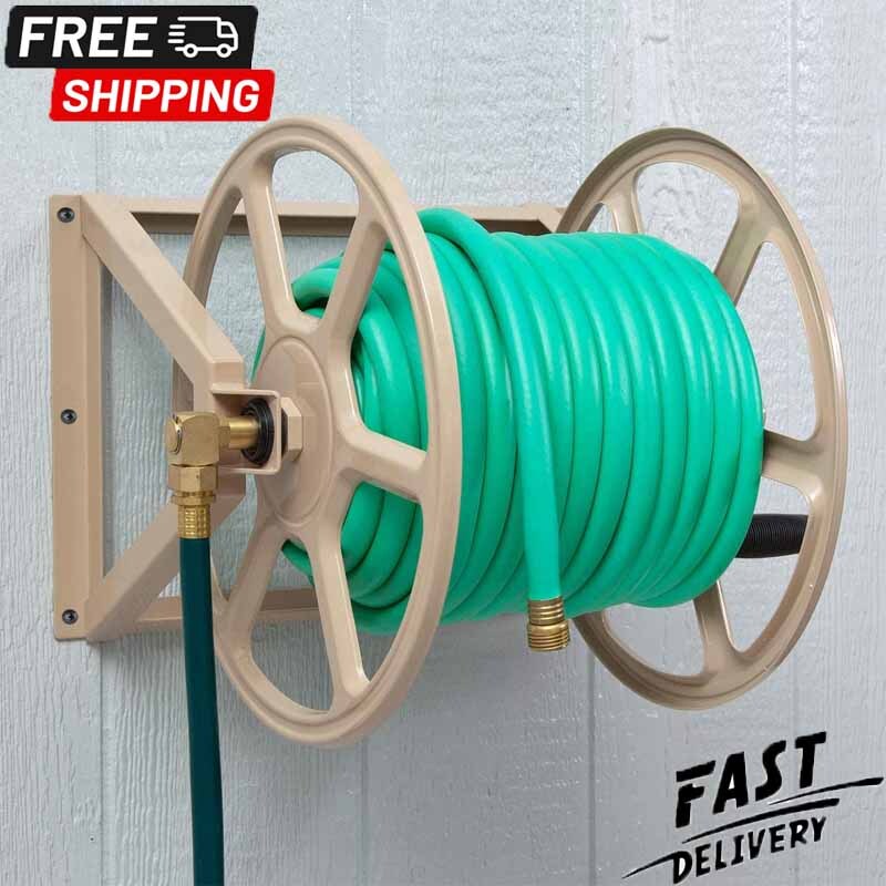 Wall/Floor Mounted Hose Reel Storage Holder Holds 200-Feet of 5/8-Inch Portable