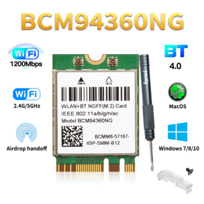 Broadcom BCM94360NG NGFF 1200Mbps 802.11AC Bluetooth4.0 WiFi Card for Hackintosh