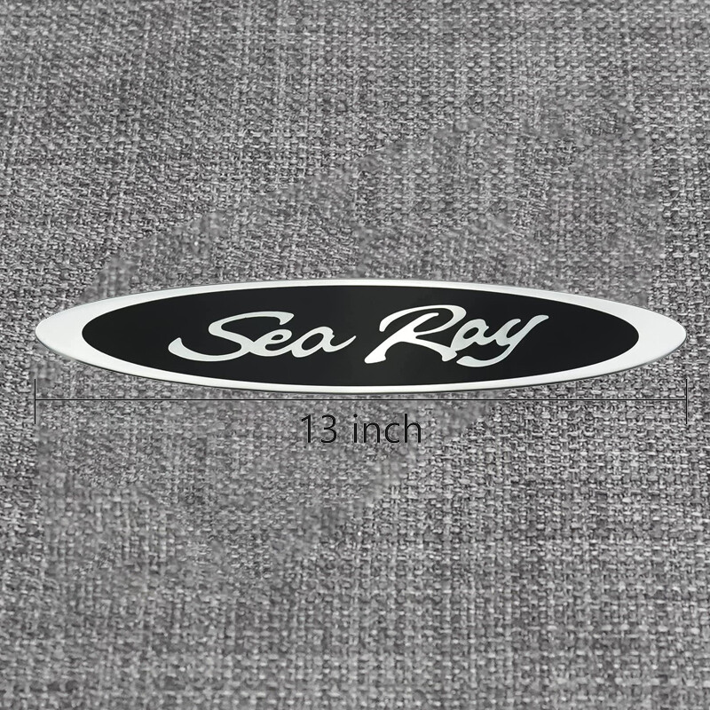 For Sea Ray Black Chrome 13" Oval Emblem Searay Hull Side 13x 2-3/4 New -2Pc