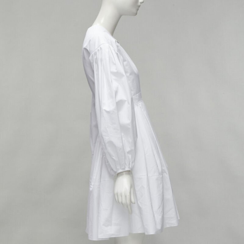ALEXANDER MCQUEEN white cotton silver zip front puff sleeve