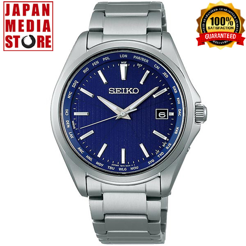 Pre-owned Seiko Selection Sbtm289 Blue Dial Titanium Solar Atomic Radio Men Watch Box