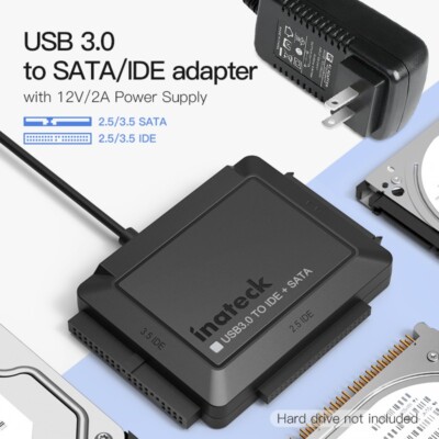 USB 3.0 to IDE & SATA External Hard Drive Reader 2.5'' 3.5'' HDD SSD Power adapter