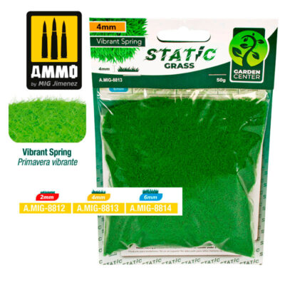 AMMO by Mig Jimenez Static Grass - Vibrant Spring Fibre Length: 4mm (50gr/bag)
