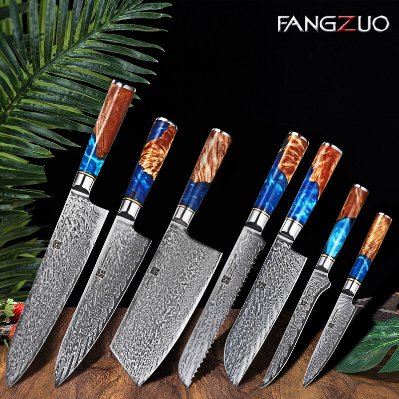 New Fangzuo Damascus Knives Sets Chef Knife Japanese Kitchen Knives Ebay