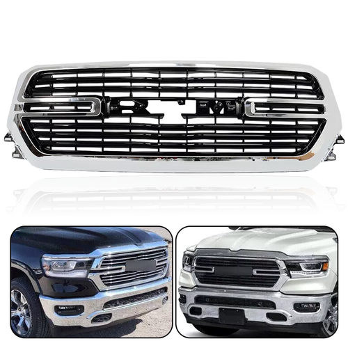 Kspeed Front Bumper Chrome Grille Grill Assembly For 2019-2022 Dodge Ram 1500 20