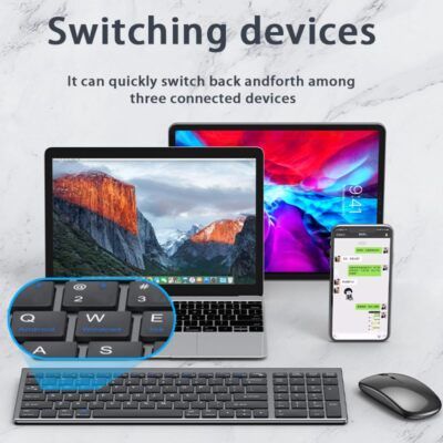 Slim Rechargeable Bluetooth Keyboard and Mouse Set for Laptop Computer 2.4G U...