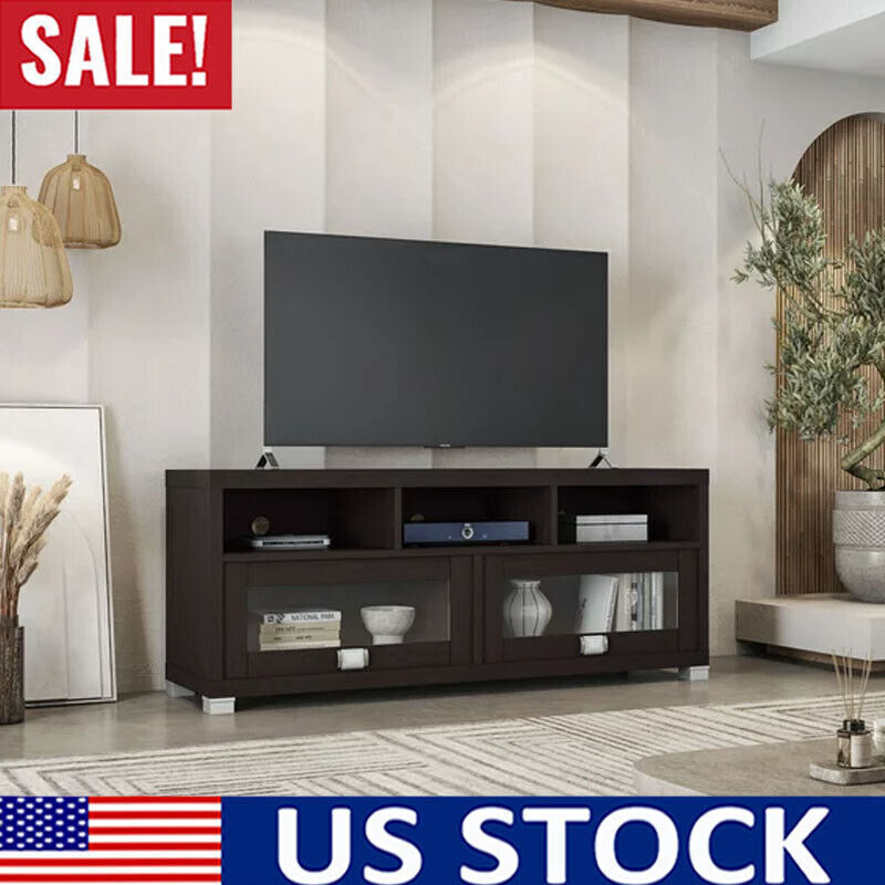 Console Table Cabinet W/ Shelf & Door Up To 75" Wood Espresso Us