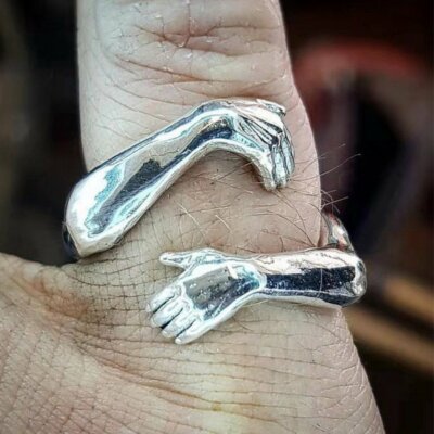 925 Silver Adjustable Opening Hand Palm Ring Women Men Fashion Jewelry Gift