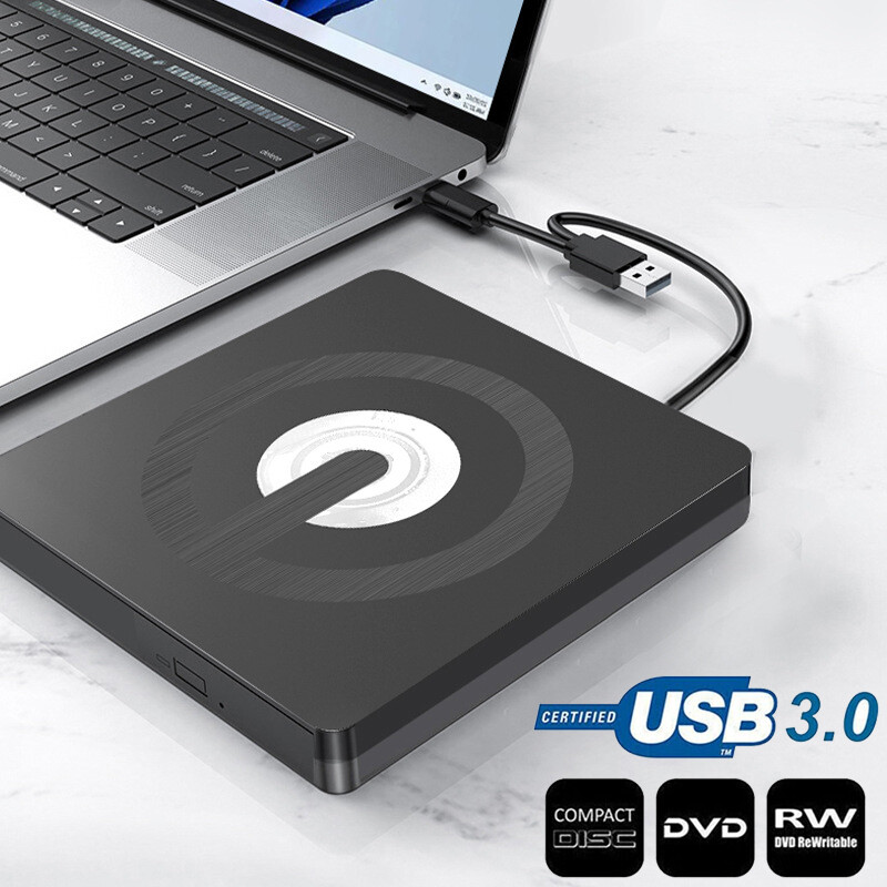 External CD DVD Drive for PC Laptop Windows 11 10 USB 3.0 Bu